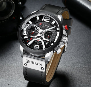 CURREN Casual Sport Watches for Men Top Brand Luxury Military Leather Wrist Watch Man Clock Fashion Chronograph Wristwatch ALODIA STORE