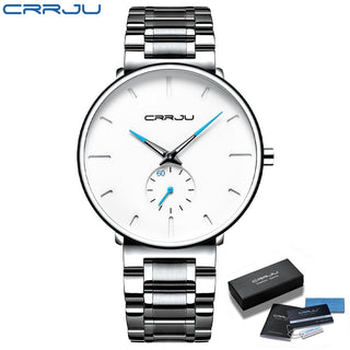 CRRJU Mens Watches Stainless Steel Men's Wrist Watch Casual Luxury Waterproof Sport Watch for Men Quartz Watch Relogio Masculino ALODIA STORE