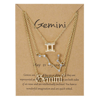 3Pcs/set 12 Zodiac Sign Necklace For Women 12 Constellation Pendant Chain Choker Birthday Jewelry With Cardboard Card ALODIA STORE