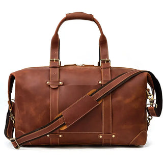 100% Genuine Crazy Horse Leather Men Travel Bags With Rivet Big HandBag For Male Cowhide Duffel Bag Mans Travelling Bag luxury ALODIA STORE