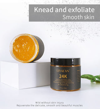 24K Gold Face Scrub Exfoliating Reduce Blackheads Peeling Gel Anti-Acne Pore Cleaning Body Skin Brighten Moisturizing Cream 200g ALODIA STORE
