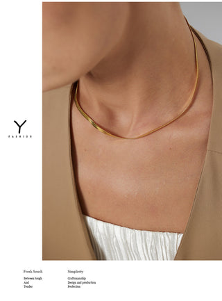 Yhpup Charm New Geometric Snake Chain Necklace Trendy Stainless Steel Jewelry Golden Metal Texture брелок Women Waterproof Gift ALODIA STORE
