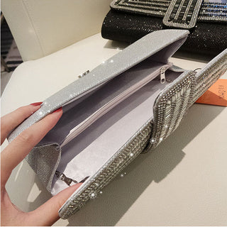 Black Clutch Purse and Handbag with Rhinestone Women ALODIA STORE