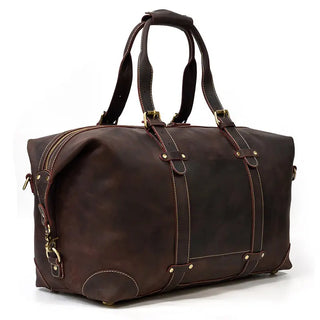 100% Genuine Crazy Horse Leather Men Travel Bags With Rivet Big HandBag For Male Cowhide Duffel Bag Mans Travelling Bag luxury ALODIA STORE