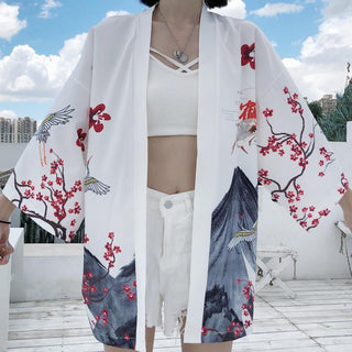 Haori Yukata Men Korean Samurai Japanese Kimono Traditional Clothing Vintage Crane Anime Kimono Beach Girls Cosplay Dress Shirts ALODIA STORE