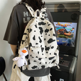 Cute Milk Cow Printing Women's Backpack Canvas Travel Mochila Women School Bag for Teenager Girls Fashion Rucksack Wholesale ALODIA STORE