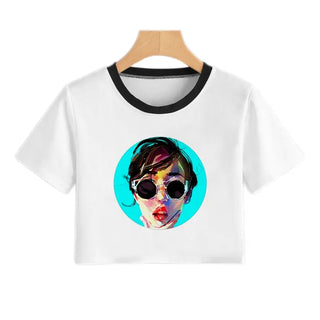 Summer Fashion Harajuku Sexy Tank Crop Top White Femme Clothes Women Cute Flower Season Girl Printed Croptop Short Sleeve ALODIA STORE