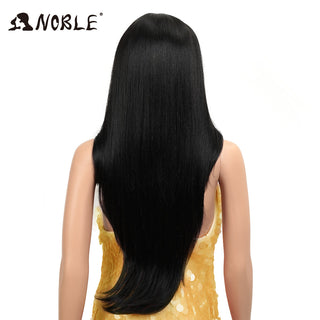 Noble Synthetic Lace Front Wig Long straight Hair 28 Inch Natural Wig Ombre Blonde Wig Heat Resistant Fiber Wigs For Black Women ALODIA STORE