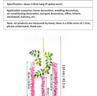 12Pcs Wisteria Artificial Flower Rattan Wreath Arch Wedding Home Garden Office Decoration pendant Plant Wall Decoration ALODIA STORE