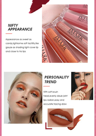 IMAGIC Lipgloss Matte 20 Colors Lip Gloss Velvety Lipstick Liquid Matte Waterproof Lip Tint Full &amp; rich Sexy Lip Makeup Cosmetic ALODIA STORE