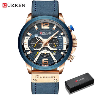 CURREN Casual Sport Watches for Men Top Brand Luxury Military Leather Wrist Watch Man Clock Fashion Chronograph Wristwatch ALODIA STORE