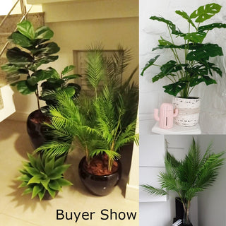 75cm 24Fork Fake Plants Large Artificial Monstera Tree Branch Plastic Tropical Palm False Turtle Leaf For Home Garden Room Decor ALODIA STORE