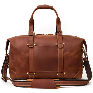 100% Genuine Crazy Horse Leather Men Travel Bags With Rivet Big HandBag For Male Cowhide Duffel Bag Mans Travelling Bag luxury ALODIA STORE