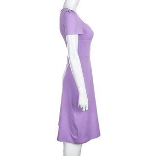 Summer Dress Women Square Collar Ruched Korean ALODIA STORE
