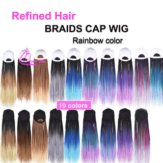 Box Braids Baseball Cap Wig 24inch Long Synthetic Braid Wigs Hat with Braiding Hair Extensions For Black Women Adjustable Size ALODIA STORE