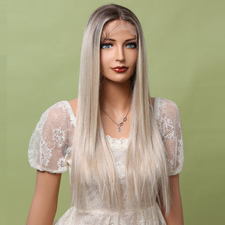EASIHAIR Bright Blonde Lace Front Wigs Long Straight Natural Hair Wigs for Women Lace Frontal Synthetic Wig Heat Resistant ALODIA STORE