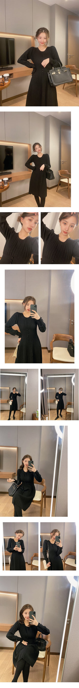 Knitted Dress Women Casual Long Sleeve ALODIA STORE