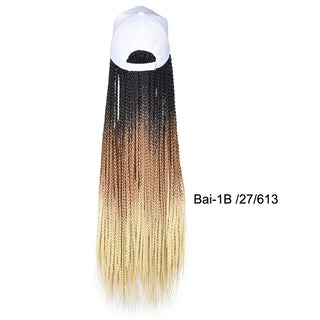Box Braids Baseball Cap Wig 24inch Long Synthetic Braid Wigs Hat with Braiding Hair Extensions For Black Women Adjustable Size ALODIA STORE