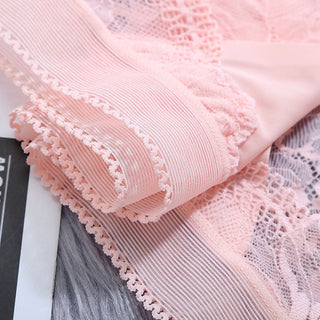3Pcs/Lot Lace Panties Sets Ice Silk Seamless Underwear Female Transparent  Briefs Mid-Rise Lady Panty Woman Lingerie ALODIA STORE