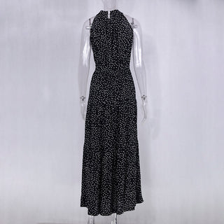 Summer Long Dress Polka Dot Casual Dresses Black Sexy Halter Strapless New 2023 ALODIA STORE
