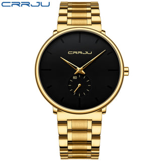 CRRJU Mens Watches Stainless Steel Men's Wrist Watch Casual Luxury Waterproof Sport Watch for Men Quartz Watch Relogio Masculino ALODIA STORE