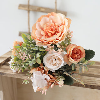 Autumn Artificial Peony Flowers Bride Silk Rose Bouquet DIY Wedding Home Garden Decoration Accessories Fall Hydrangea Fake Plant ALODIA STORE