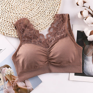 (35-100kg) Sexy Lace Free Wire Underwear Women Push Up Bra with Pad Kpop Fashion Cozy Chest Wrap Undies Lingerie Female Crop Top ALODIA STORE