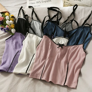 Sexy CropTop for Women Pink Cropped Clothes Femme Vintage Tube Tank Top Korean Streetwear Summer Club Lingerie ALODIA STORE