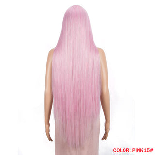 38 inch Straight Hair Synthetic Lace Front Wigs For Women High Temperature Fiber Ombre Blonde Highlight Cosplay Wig FASHION IDOL ALODIA STORE