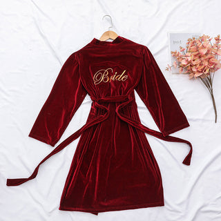 Women Sexy Bride Wedding Robe Sleepwear Velvet Intimate Lingerie women sexy ALODIA STORE