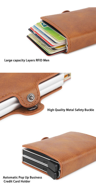 Credit Card Holder Wallet Leather Metal Aluminum ALODIA STORE
