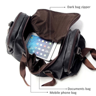 Casual Travel Duffel Bag PU Leather Men Handbags Big Large Capacity Travel Bags Black Mens Messenger Bag Tote ALODIA STORE