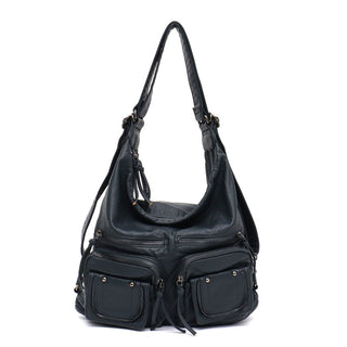 CEZIRA Large Soft Casual Women Bags Functional Girl School Backpack PU Leather Bag Ladies Multi Pockets Messenger&amp;Shoulder Bag ALODIA STORE