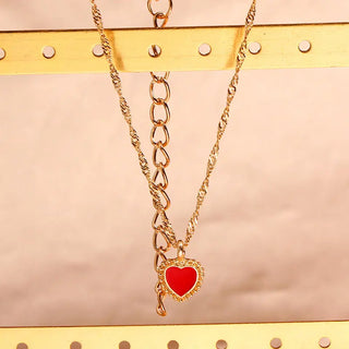 Flatfoosie Fashion Charm Heart-shaped Pendant Necklace For Women Gold Color Twisted Chain Necklace Jewelry Friendship Gifts ALODIA STORE