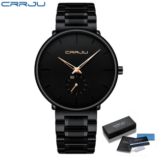 CRRJU Mens Watches Stainless Steel Men's Wrist Watch Casual Luxury Waterproof Sport Watch for Men Quartz Watch Relogio Masculino ALODIA STORE