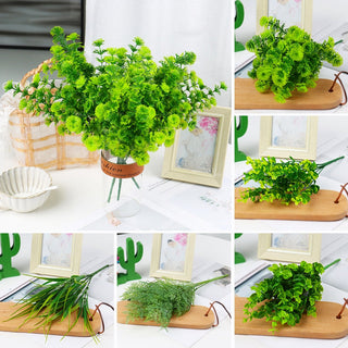 Artificial Flowers Plants Long Stem Plastic Persian Eucalyptus Leaf Fish Herb Home Office Table Centerpieces Garden Decoration ALODIA STORE