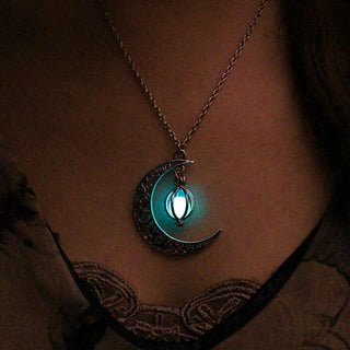 ZOVOLI Vintage Moon Luminous Glowing Moonstone Pendant Necklace Women Jewelry Long Chain Lotus Buddha Pendant Necklaces Gifts ALODIA STORE