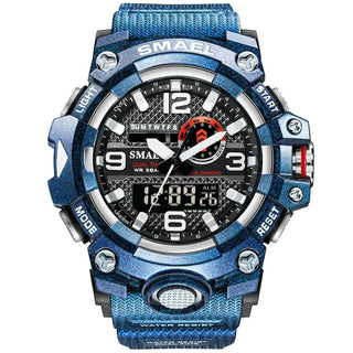 SMAEL Men Sport Watches Dual Time Digital Watch Quartz 50m Waterproof Watch Led Military Watch Sport 8035 Men Watches Wristwatch ALODIA STORE