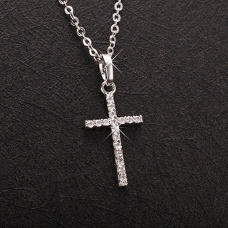 Fashion Female Cross Pendants dropshipping Gold Black Color Crystal Jesus Cross Pendant Necklace Jewelry For Men/Women Wholesale ALODIA STORE