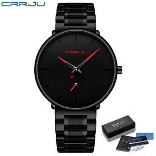 CRRJU Mens Watches Stainless Steel Men's Wrist Watch Casual Luxury Waterproof Sport Watch for Men Quartz Watch Relogio Masculino ALODIA STORE