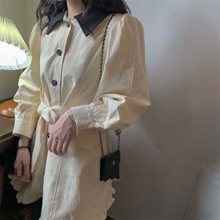 Vintage Elegant Dress Women Autumn Patchwork ALODIA STORE