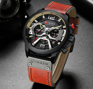 CURREN Casual Sport Watches for Men Top Brand Luxury Military Leather Wrist Watch Man Clock Fashion Chronograph Wristwatch ALODIA STORE
