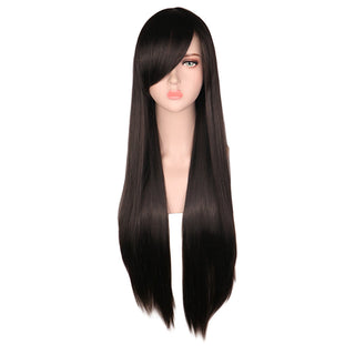 QQXCAIW Long Straight Cosplay Wig Black Purple Pink Blue Sliver Gray Blonde White Orange Brown Synthetic Hair Wigs ALODIA STORE