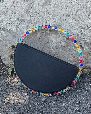 Luxury Colored Diamond Half Moon Women Purses and Handbags Evening Bag Serpentine Designer Party Clutch Bag Chic Wedding Bag ALODIA STORE