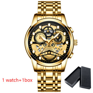 Watch Men Skeleton Automatic quartz Watch Gold Skeleton Vintage Man Watchwrist watches for men ALODIA STORE