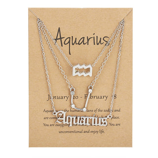 3Pcs/set 12 Zodiac Sign Necklace For Women 12 Constellation Pendant Chain Choker Birthday Jewelry With Cardboard Card ALODIA STORE