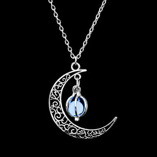 ZOVOLI Vintage Moon Luminous Glowing Moonstone Pendant Necklace Women Jewelry Long Chain Lotus Buddha Pendant Necklaces Gifts ALODIA STORE