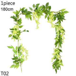 Wisteria Artificial Flower Vine Ivy Leaf Garland Silk Rose Flowers Rattan String Vine Wedding Arch Flower Home Garden Decoration ALODIA STORE
