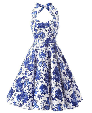 Women Red Cherry Party Dress Vintage 50s Rockabilly Hepburn Dress 2023 Elegant Summer Strapless Swing Retro Halter Pin up Dress ALODIA STORE