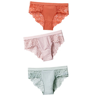 3 Pcs Cotton Panties Sexy Panty Briefs Lace Panties Women Underwear Lingerie Panties for Female Ladies Floral Pantys Underpants ALODIA STORE